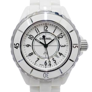 【栄】CHANEL シャネル J12 33mm H0968 セラミック ホワイト 白 レディース クォーツ 腕時計 保証書付き 女｜ueda-shopping