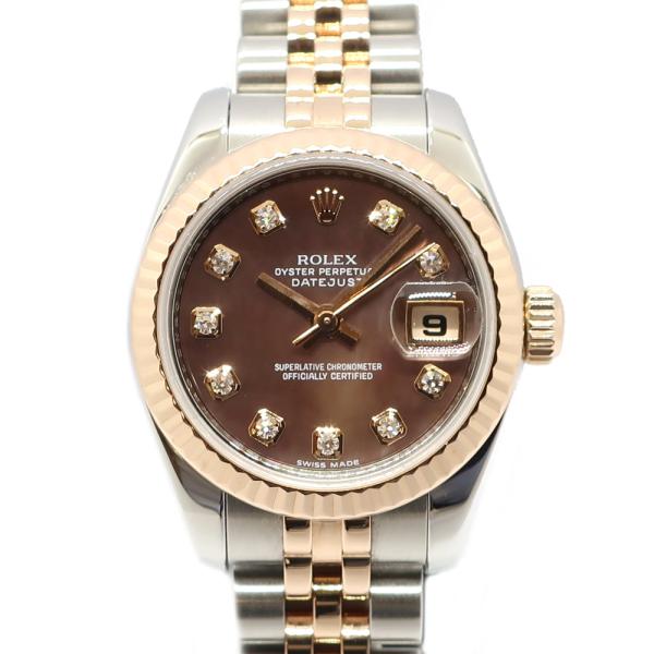 【天白】ロレックス 179171NG V番 ブラックシェル ダイヤモンド レディース 腕時計