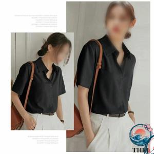 レディース 事務服 襟付き シャツ 秋 半袖 ...の詳細画像5
