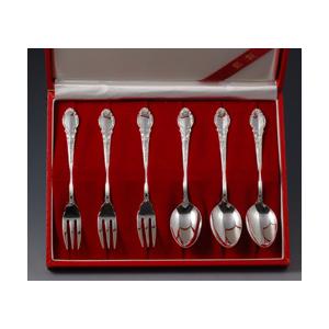 銀食器カトラリー「ニュークラウン」スプーン・フォークセット6本入り・銀製品・