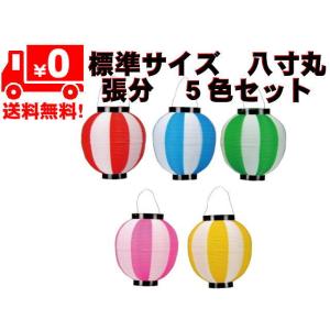 ポリ提灯 八寸丸張分５色(各色セット)(配送料無料)