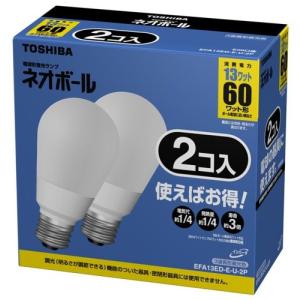 東芝 ネオボール 電球形蛍光ランプ 電球60ワットタイプ 昼光色 2個パック E(中古品)｜uehirostore