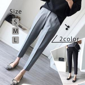 ストレートパンツ　スラックス　センタープレス　レディース　春夏　スーツ　グレー　ブラック　カジュアル　無地　シンプル