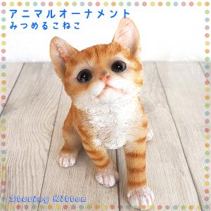 Garden Friends　HT310-07 オーナメント　みつめるこねこ　軽量　ネコ　猫　ねこ　かわいい　ガーデン　置物　ポリレジン｜uekibachi