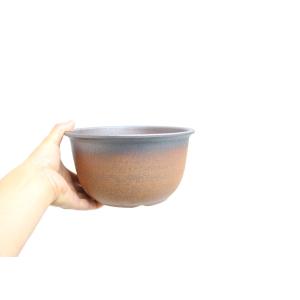 萬古焼 丸山野草中深鉢 還元黒吹7号 植木鉢 ...の詳細画像3