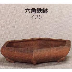 植木鉢 陶器 常滑焼  26T09【和泉屋】六角鉄鉢盆栽鉢(10号_イブシ)