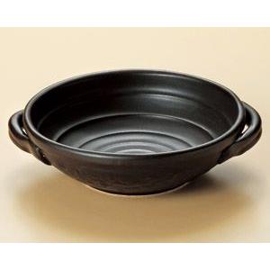 黒6号耐熱鉢(手付)(萬古焼)21.3×φ18×5.5cm...