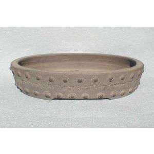 植木鉢【禄巳斉春松】手作り切立長角盆栽鉢(イブシ）13号 : ヤマコー