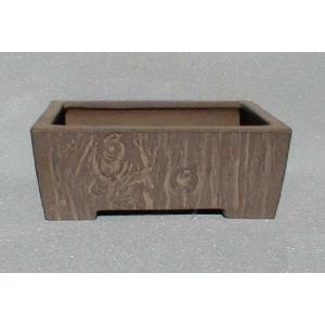 植木鉢【禄巳斉春松】手作り切立長角盆栽鉢(イブシ）13号 : ヤマコー