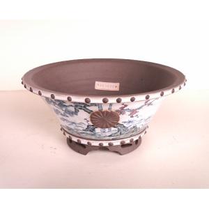 植木鉢【禄巳斉春松】手作り切立長角盆栽鉢(イブシ）13号 : ヤマコー