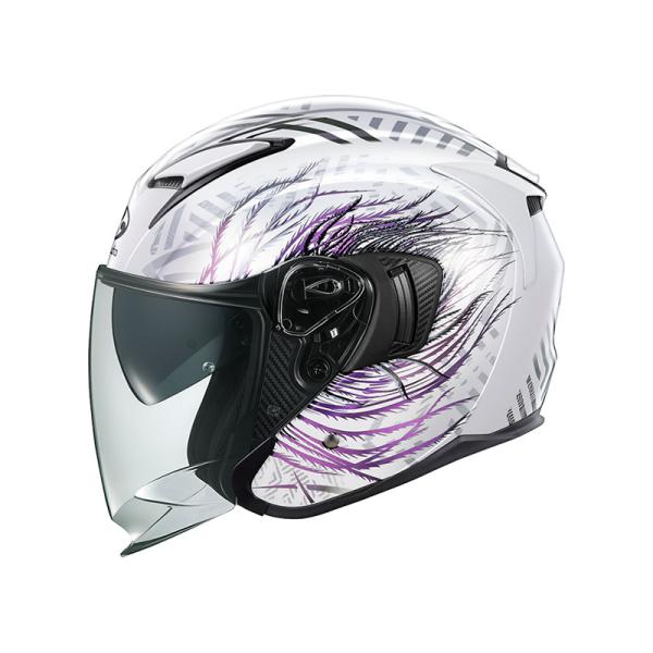 バイク ヘルメット　OGK  EXCEED-2 PLUME　プルーム ホワイトパープル Mサイズ　J...