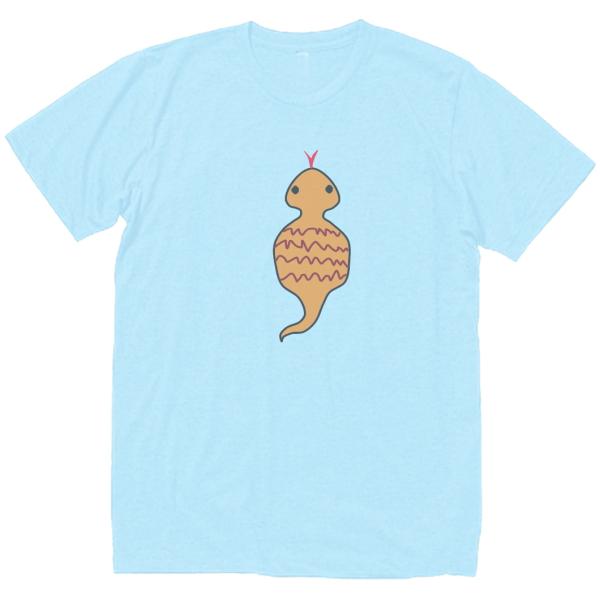 ツチノコ　おもしろデザイン　Tシャツ　ライトブルー
