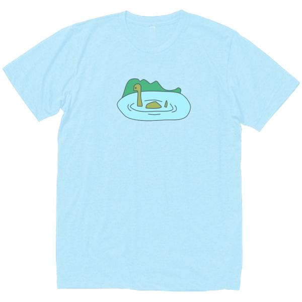 ネッシー　おもしろデザイン　Tシャツ　ライトブルー