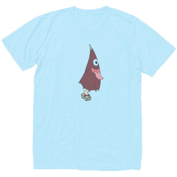 唐傘お化け　おもしろデザイン　Tシャツ　ライトブルー