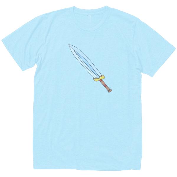 王者の剣　おもしろデザイン　Tシャツ　ライトブルー