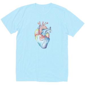 心臓　おもしろデザイン　Tシャツ　ライトブルー