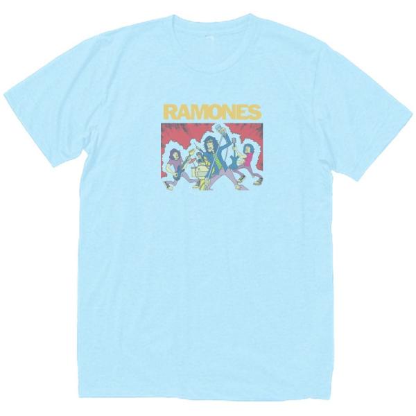 ラモーンズ　RAMONES　音楽Tシャツ ロックTシャツ バンドTシャツ　ライトブルー