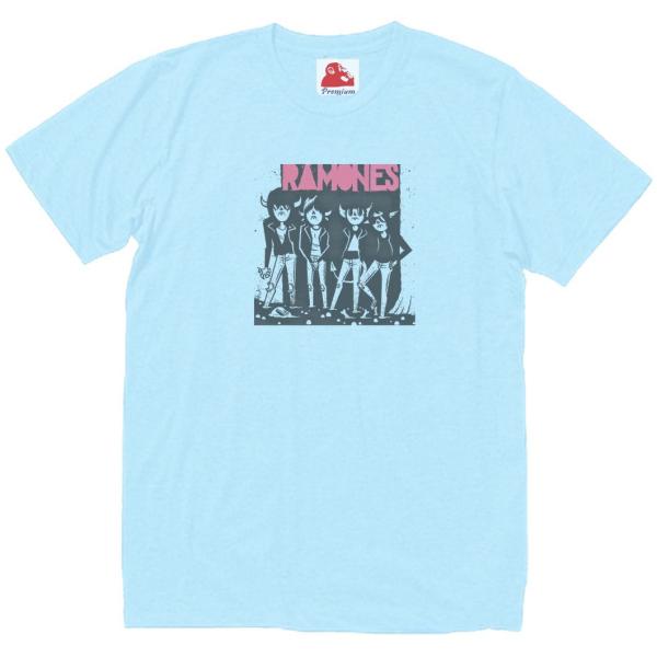 RAMONES ラモーンズ　音楽Tシャツ ロックTシャツ バンドTシャツ　ライトブルー