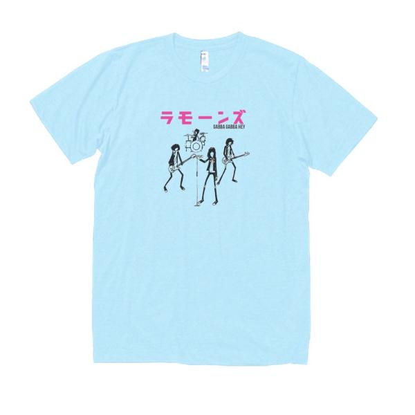 ラモーンズ　音楽Tシャツ ロックTシャツ バンドTシャツ　ライトブルー