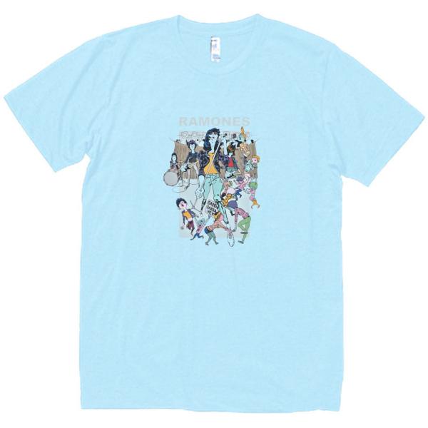 RAMONES　音楽Tシャツ ロックTシャツ バンドTシャツ　ライトブルー