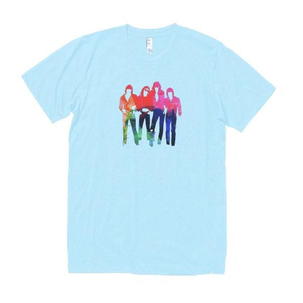 RAMONES ペイント風　音楽Tシャツ ロックTシャツ バンドTシャツ　ライトブルー
