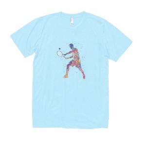 テニスプレーヤー　デザイン・アート　Tシャツ　ライトブルー｜uekitaya