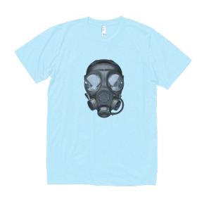 ガスマスク　デザイン・アート　Tシャツ　ライトブルー｜uekitaya