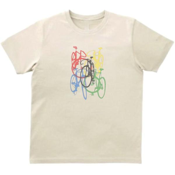 ロードバイク　自転車　おもしろデザイン　Tシャツ　ライトベージュ