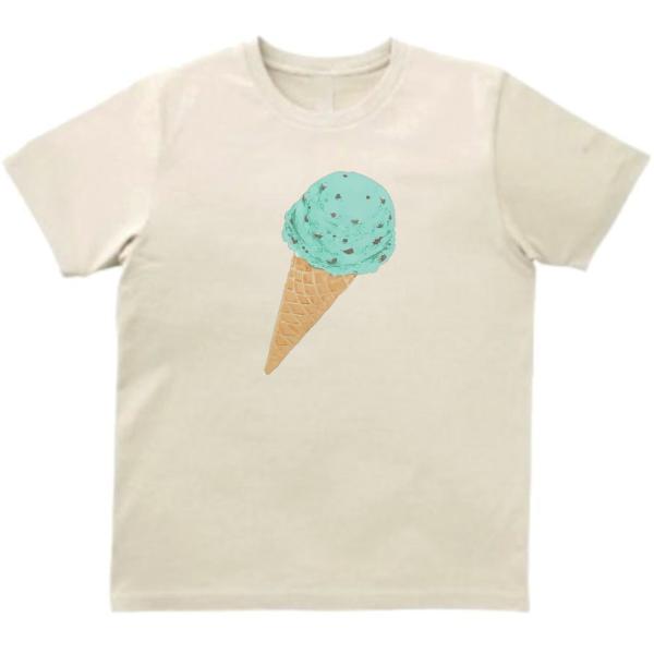 チョコミントアイス　おもしろデザイン　Tシャツ　ライトベージュ