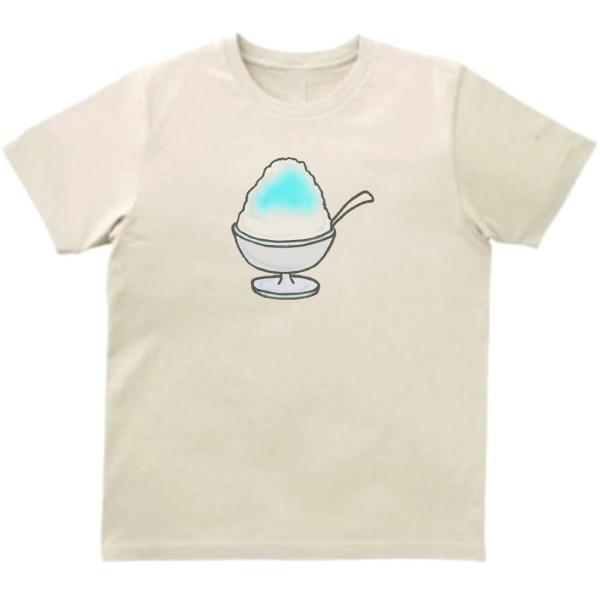 ブルーハワイ　かき氷　おもしろデザイン　Tシャツ　ライトベージュ