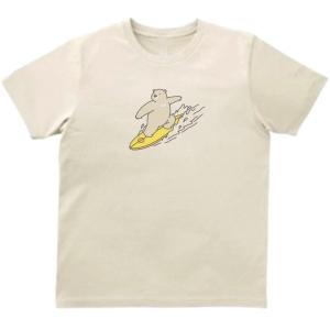 サーファークマ　おもしろデザイン　Tシャツ　ライトベージュ｜uekitaya