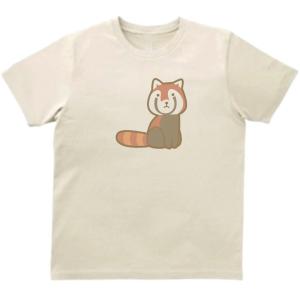 レッサーパンダ　おもしろデザイン　Tシャツ　ライトベージュ｜uekitaya