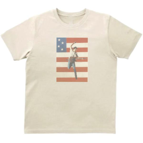 ブルーススプリングスティーン 音楽Tシャツ ロックTシャツ バンドTシャツ　ライトベージュ