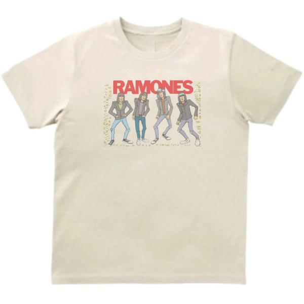 RAMONES ラモーンズ　音楽Tシャツ ロックTシャツ バンドTシャツ　ライトベージュ