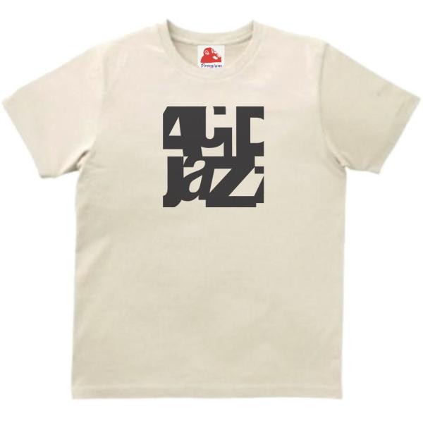 アシッドジャズ acid jazz　音楽Tシャツ ロックTシャツ バンドTシャツ　ライトベージュ