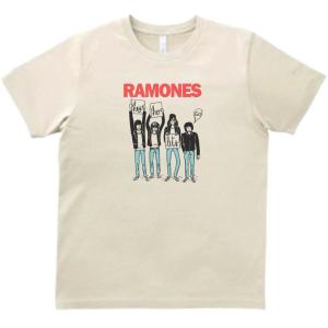 RAMONES  ラモーンズ　音楽Tシャツ ロックTシャツ バンドTシャツ ライトベージュ｜うえきたや