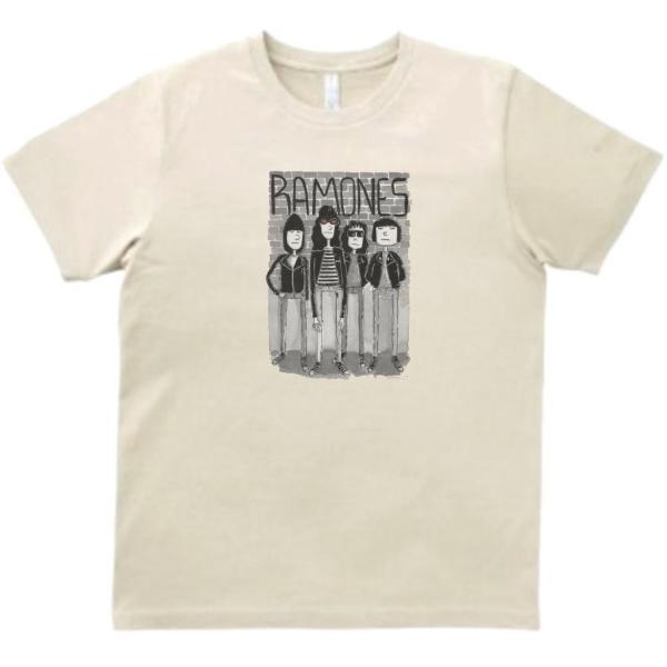 RAMONES　音楽Tシャツ ロックTシャツ バンドTシャツ ライトベージュ