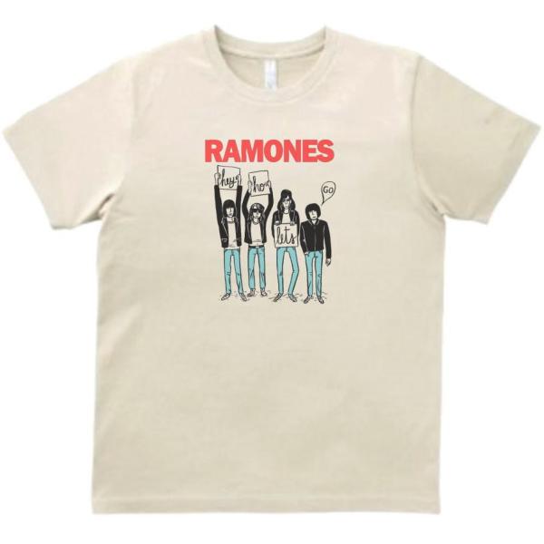 RAMONES  ラモーンズ　音楽Tシャツ ロックTシャツ バンドTシャツ ライトベージュ