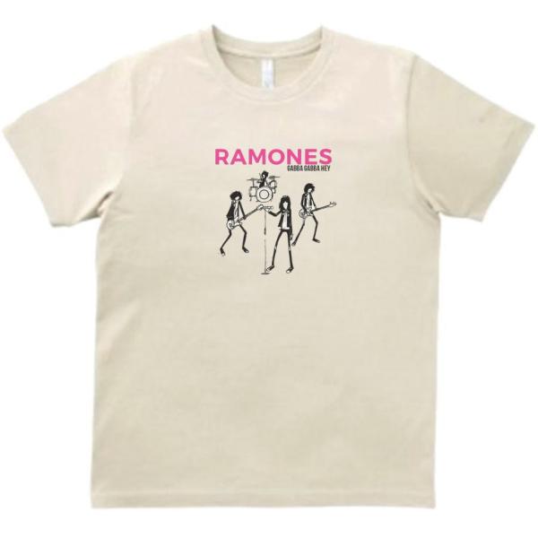 RAMONES　音楽Tシャツ ロックTシャツ バンドTシャツ ライトベージュ