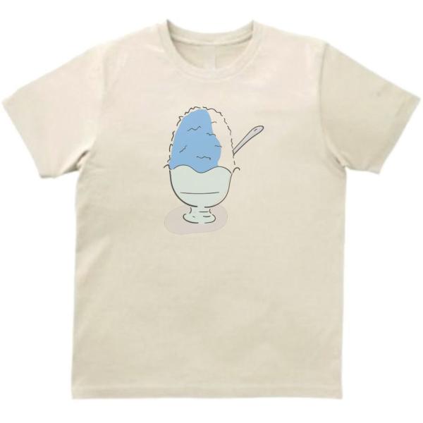 ブルーハワイ　かき氷　食べ物・飲み物・野菜　Tシャツ　ライトベージュ