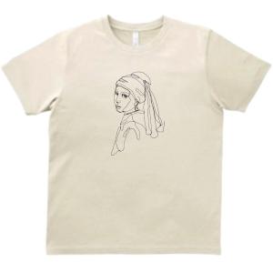 ミケランジェロ 線画 デザイン・アート Tシャツ ライトベージュ