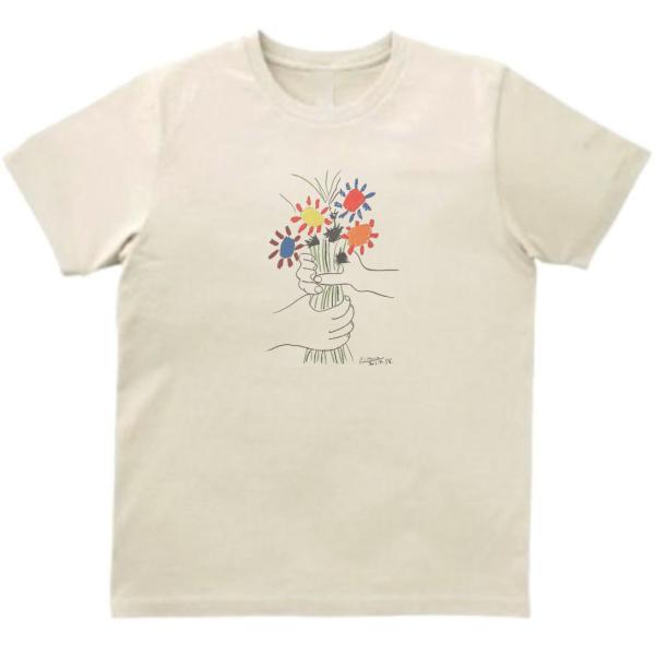 ピカソ  友情の花　デザイン・アート　Tシャツ　ライトベージュ