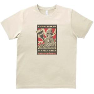 レトロポスター　ロボット　デザイン・アート　Tシャツ ライトベージュ