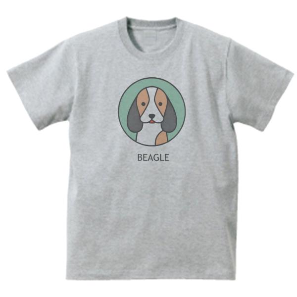 ビーグル　犬　おもしろデザイン　Tシャツ　グレー