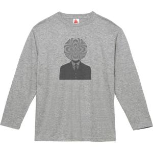 ぐるぐる男　おもしろデザイン　長袖Tシャツ　ロングスリーブ　グレー｜uekitaya