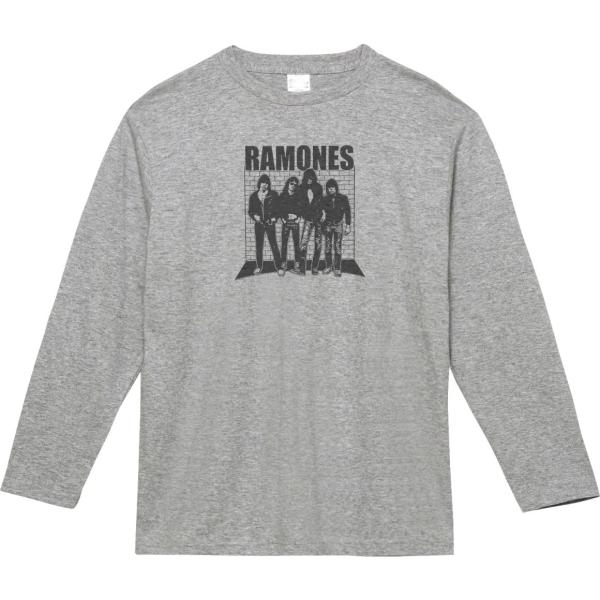 RAMONES 音楽Tシャツ ロックTシャツ バンドTシャツ 長袖Tシャツ ロングスリーブ グレー