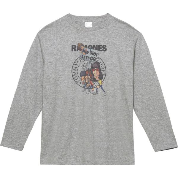 RAMONES 音楽Tシャツ ロックTシャツ バンドTシャツ 長袖Tシャツ ロングスリーブ グレー