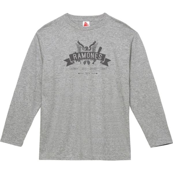 RAMONES 音楽Tシャツ ロックTシャツ バンドTシャツ 長袖Tシャツ ロングスリーブ グレー