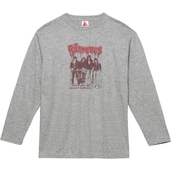 RAMONES 音楽Tシャツ ロックTシャツ バンドTシャツ 長袖Tシャツ ロングスリーブ グレー