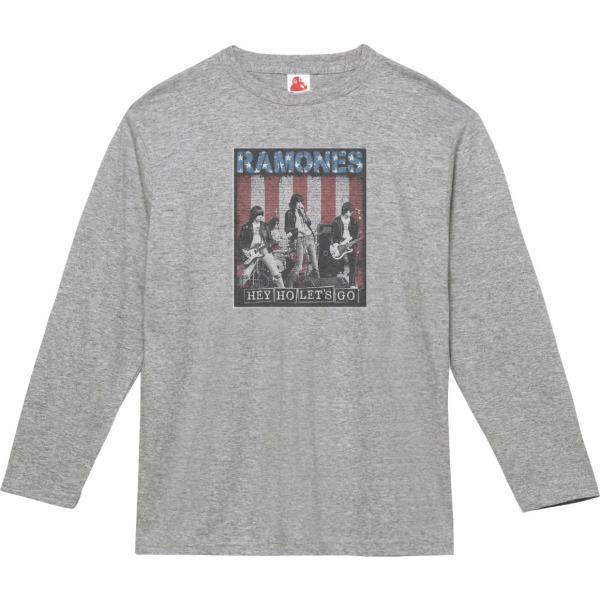 RAMONES 音楽Tシャツ ロックTシャツ バンドTシャツ 長袖Tシャツ ロングスリーブ グレー